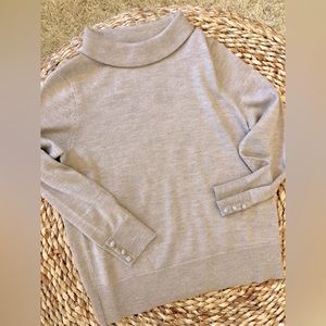 Talbots Holiday Party Metallic Gold Merino Wool Sweater Pristine Condition LP